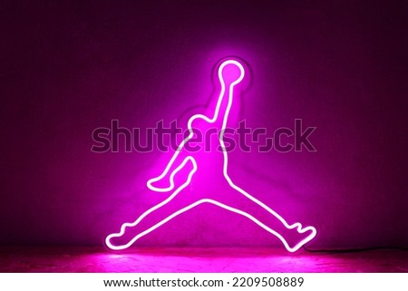 Pink neon sign jordan. Trendy style. Neon sign. Custom neon. Sport decor.