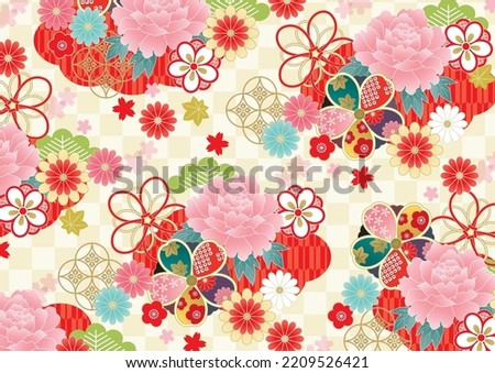 Fancy flower Japanese kimono pattern Royalty-Free Stock Photo #2209526421