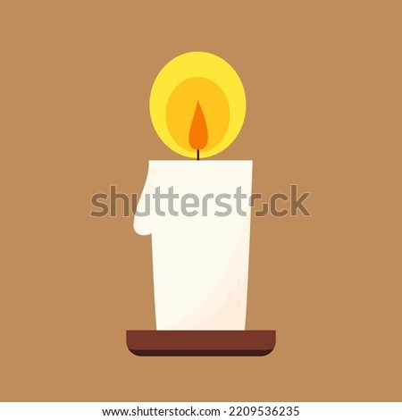Candle cartoon vector. Candle on Brown background.