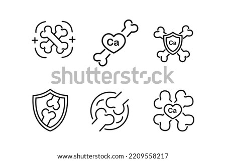Strong healthy bones icon. Human health medical pictogram. Outline sign useful for packaging web graphic design. Medicine, healthcare concept. Editable vector illustration isolated on white background Royalty-Free Stock Photo #2209558217