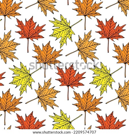 Seamless pattern with fall maple leaves. Vector illustration