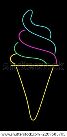 Ice Cream Cone Neon Light Sign Background