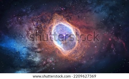 Southern Ring Nebula. Space collage from James webb telescope element. JWST galaxy and stars. Deep space in the sky. Elements of this image furnished by NASA Royalty-Free Stock Photo #2209627369
