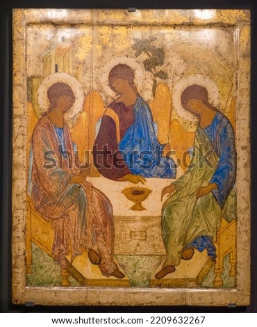 The Holy Trinity. Andrey Rublev. 1420s. Russian Icon.	
 Royalty-Free Stock Photo #2209632267