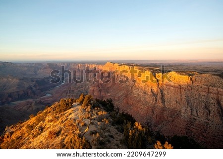 Sunset view of the Grand Canyon from Desert View Watchtower Royalty-Free Stock Photo #2209647299