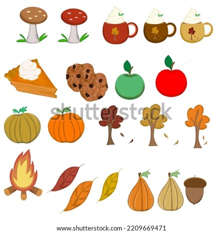 Fall Autumn Clip Art  for Scrapbooking, Stickers, Posters, Blogs