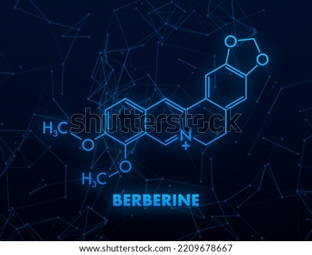 Berberine concept chemical formula icon label, text font vector illustration Royalty-Free Stock Photo #2209678667