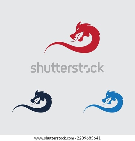 dragon logo collection on gray background design template