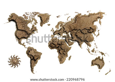  leather world map ,isolated on white with clipping path