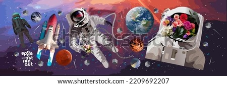 Space, astronaut, planets and rocket. Abstract drawings of the future, science fiction and astronomy	
 Royalty-Free Stock Photo #2209692207
