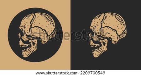 skull illustration with stunning detail. vector skull clip art easy to use. black and white skull logo.