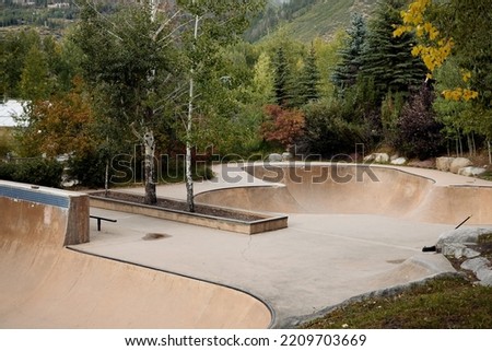 Rio Grande Skate Park surrounded by foliage in Downtown Aspen, Colorado