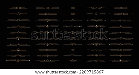 art deco outline stroke in golden color for classy and luxury style. premium vintage line art design element Royalty-Free Stock Photo #2209715867