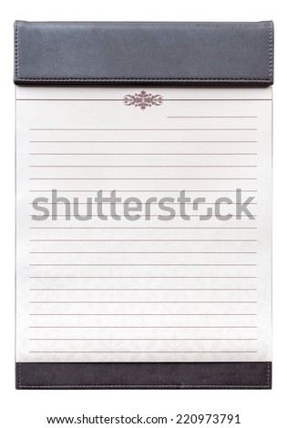 Isolate Blank notepad on the brown clipboard, for memorandum in meeting room.