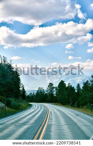 Paved road in the rocky mountains, colorado.
