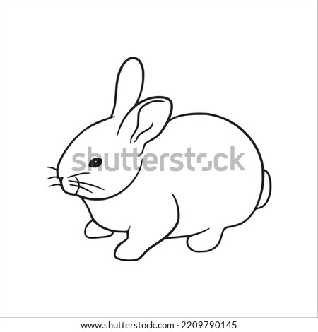 Cute Rabbit With coloring book pages picture,Rabbit line art, Rabbit outline drawing vector illustration, Rabbit vector art