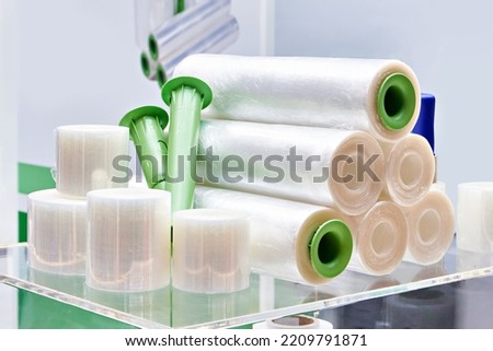 Polyethylene film rolls in store
