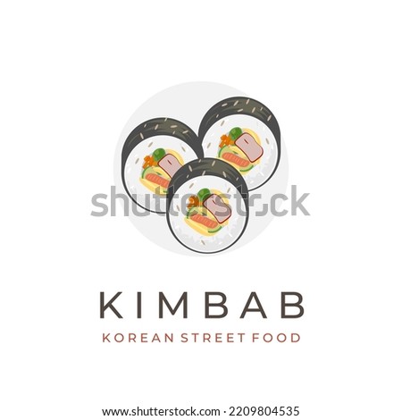 Korean food gimbap kimbap roll vector illustration logo Royalty-Free Stock Photo #2209804535