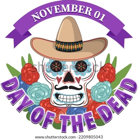 Day of the dead with Mexican Calaca illustration
