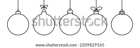 Christmas ball line icon.Set of simple christmas balls isolated on white background.Holiday christmas decoration Royalty-Free Stock Photo #2209829165
