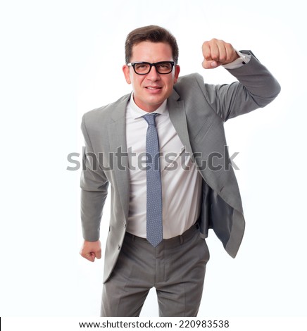Young business man over white background. Looking mad