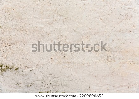 White plastered wall with moss and dirt as a background
