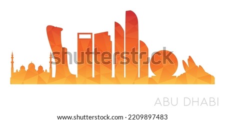 Abu Dhabi - United Arab Emirates Low Poly Skyline Clip Art City Design. Geometric Polygon Graphic Horizon Icon. Vector Illustration Symbol.
