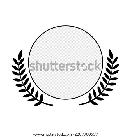 Round border outline with leaf laurel wreath ribbon clip art vector illustration