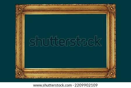 Decorative vintage frames and borders without shadows isolated on dark background. Gold photo frame with corner.