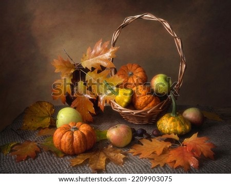Autumn still life with pumpkins 