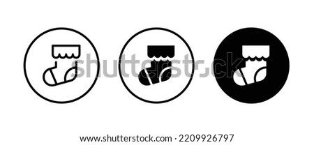 Christmas gift socks icons,editable stroke, flat design style isolated on white linear pictogram, button, vector, sign, symbol, logo, illustration
