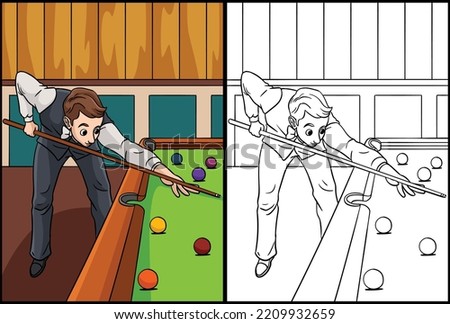 Snooker Coloring Page Colored Illustration