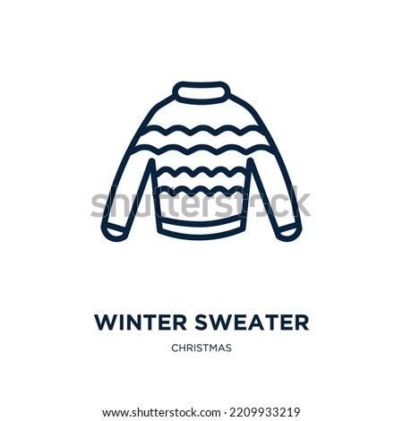 winter sweater icon from christmas collection. Thin linear winter sweater, sweater, winter outline icon isolated on white background. Line vector winter sweater sign, symbol for web and mobile