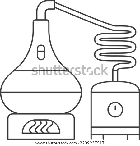 Distillation icon. Beverage production process line symbol Royalty-Free Stock Photo #2209937517