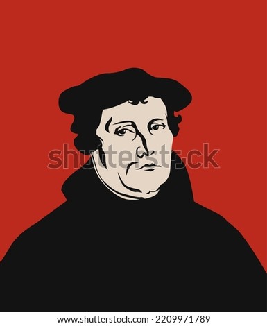 reformation day, portrait of martin luther vector image Royalty-Free Stock Photo #2209971789