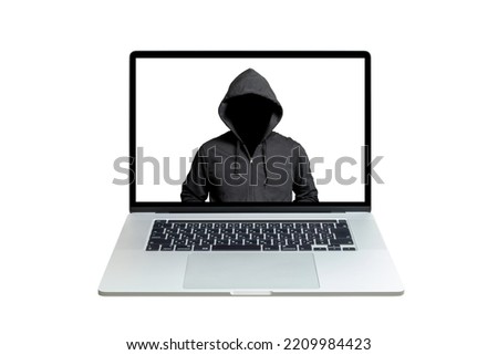 An image of a hacked laptop. Royalty-Free Stock Photo #2209984423