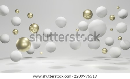 Abstract sphere 3d wallpaper background white and gold circle. Modern Geometric Wallpaper. Luxury Design Royalty-Free Stock Photo #2209996519