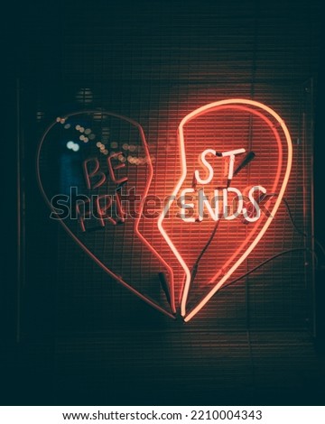 ST ENDS neon sign, in Crown Heights, Brooklyn, New York