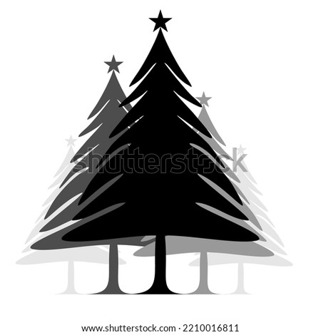 christmas tree illustration in black and white
