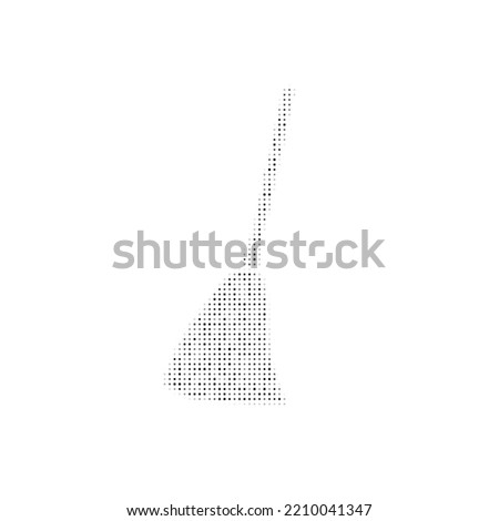 The broom symbol filled with black dots. Pointillism style. Vector illustration on white background