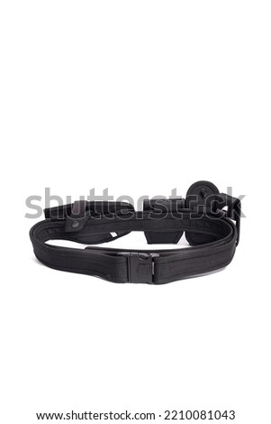 Military belt in black on a white background