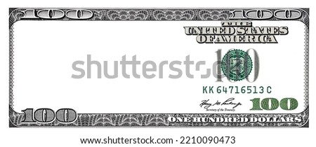 Modified decorative 100 dollar bill artwork for design purpose