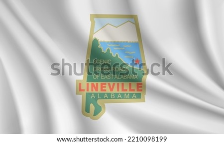 Flag of Lineville, Alabama, USA. Realistic waving flag of Lineville vector background.