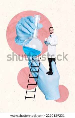 Exclusive magazine picture sketch image of confident doc inventing new medicine standing big arms isolated painting background