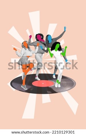 Photo cartoon comics sketch picture of happy ladies having fun together dancing isolated drawing background