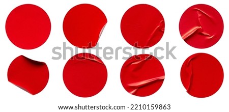 A set of blank red round adhesive paper sticker label isolated on white background. Royalty-Free Stock Photo #2210159863
