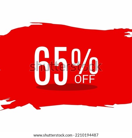 65% OFF Sale Discount Banner. Offer a discount. Special offer isolated abstract red and white background. Vector Illustration