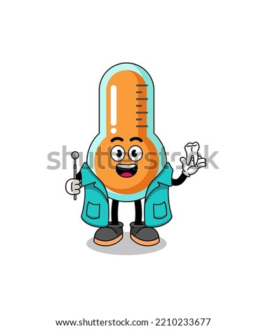 Illustration of thermometer mascot as a dentist , character design
