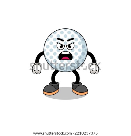 golf ball cartoon illustration with angry expression , character design