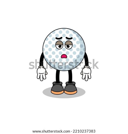 golf ball cartoon with fatigue gesture , character design
